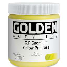 Golden Heavy Body Artist Acrylics - Cadmium Yellow Primrose, 8 oz Jar