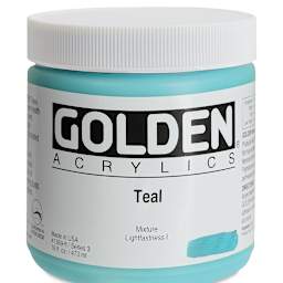 Golden Heavy Body Artist Acrylics - Teal, 16 oz Jar