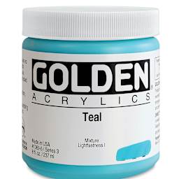 Golden Heavy Body Artist Acrylics - Teal, 8 oz Jar
