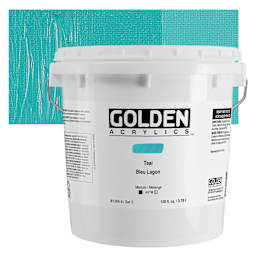 Golden Heavy Body Acrylic Paint - Teal, 128 oz Bucket and Swatch