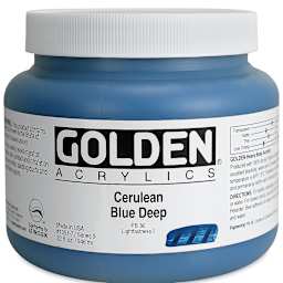 Golden Heavy Body Artist Acrylics - Cerulean Blue Deep, 32 oz Jar