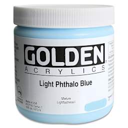 Golden Heavy Body Artist Acrylics - Light Phthalo Blue, 16 oz