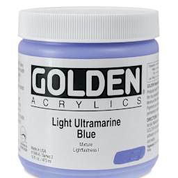 Golden Heavy Body Artist Acrylics - Light Ultramarine Blue, 16 oz Jar
