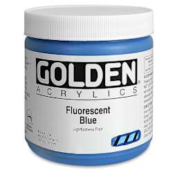 Golden Heavy Body Artist Acrylics - Fluorescent Blue, 16 oz jar