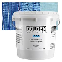 Golden Heavy Body Acrylic Paint - Manganese Blue Hue, 128 oz Jar and swatch