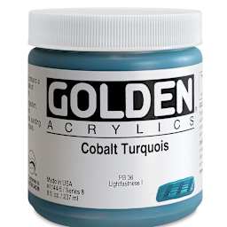 Golden Heavy Body Artist Acrylics - Cobalt Turquoise, 8 oz Jar