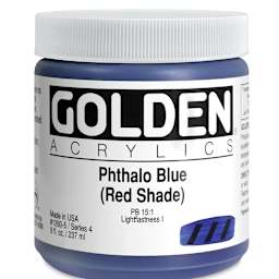 Golden Heavy Body Artist Acrylics - Phthalo Blue (Red Shade), 8 oz Jar