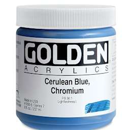 Golden Heavy Body Artist Acrylics - Cerulean Blue Chromium, 8 oz Jar