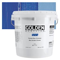 Golden Heavy Body Acrylic Paint - Cerulean Blue Chromium, 3.78 L Bucket and swatch