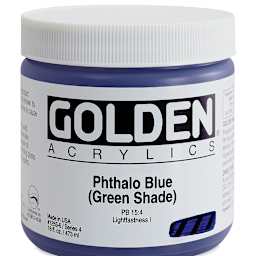 Golden Heavy Body Artist Acrylics - Phthalo Blue (Green Shade), 16 oz Jar