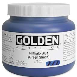 Golden Heavy Body Artist Acrylics - Phthalo Blue (Green Shade), 32 oz Jar