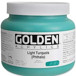 Golden Heavy Body Artist Acrylics - Light Turquoise (Phthalo), 32 oz Jar