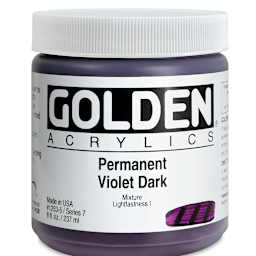 Golden Heavy Body Artist Acrylics - Permanent Violet Dark, 8 oz Jar