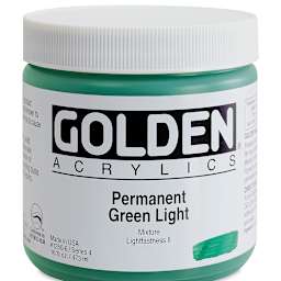 Golden Heavy Body Artist Acrylics - Permanent Green Light, 16 oz Jar