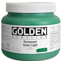 Golden Heavy Body Artist Acrylics - Permanent Green Light, 32 oz Jar