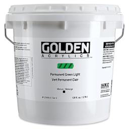 Golden Heavy Body Artist Acrylic - Permanent Green Light, 128 oz Jar