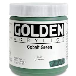 Golden Heavy Body Artist Acrylics - Cobalt Green, 8 oz Jar