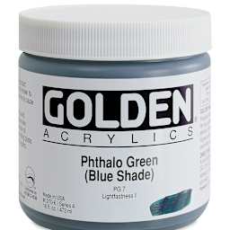 Golden Heavy Body Artist Acrylics - Phthalo Green (Blue Shade), 16 oz Jar