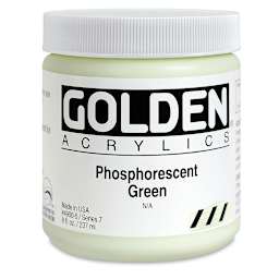 Golden Heavy Body Artist Acrylics - Phosphorescent Green, 8 oz jar