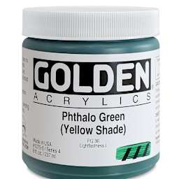 Golden Heavy Body Artist Acrylics - Phthalo Green (Yellow Shade), 8 oz Jar