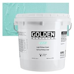 Golden Heavy Body Acrylic Paint - Light Phthalo Green, 128 oz Jar and swatch
