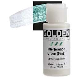 Golden Fluid Acrylic - Intereference Green (Fine), 1 oz bottle and swatch