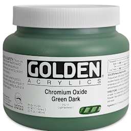 Golden Heavy Body Artist Acrylics - Chromium Oxide Green Dark, 32 oz Jar