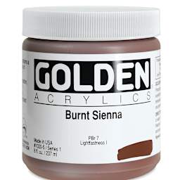 Golden Heavy Body Artist Acrylics - Burnt Sienna, 8 oz Jar
