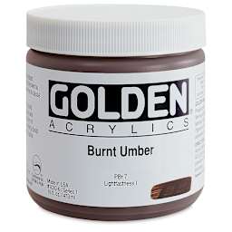 Golden Heavy Body Artist Acrylics - Burnt Umber, 16 oz Jar