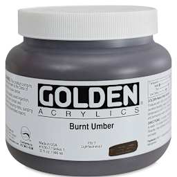 Golden Heavy Body Artist Acrylics - Burnt Umber, 32 oz Jar