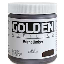 Golden Heavy Body Artist Acrylics - Burnt Umber, 8 oz Jar