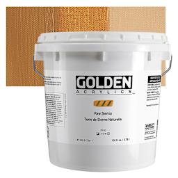 Golden Heavy Body Acrylic Paint - Raw Sienna, 128 oz Jar and swatch