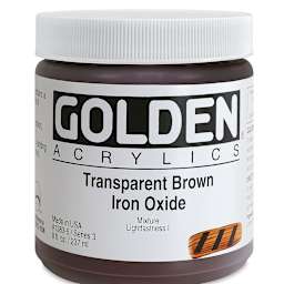 Golden Heavy Body Artist Acrylics - Transparent Brown Iron Oxide, 8 oz Jar