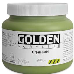 Golden Heavy Body Artist Acrylics - Green Gold, 32 oz Jar