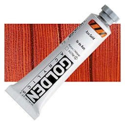 Golden Heavy Body Acrylic Paint - Azo Gold, 59 ml Tube and swatch