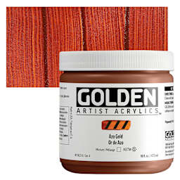 Golden Heavy Body Acrylic Paint - Azo Gold, 473 ml Jar and swatch