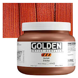 Golden Heavy Body Acrylic Paint - Azo Gold, 946 ml Jar and swatch