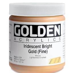 Golden Heavy Body Artist Acrylics - Iridescent Bright Gold (Fine)(65), 8 oz Jar
