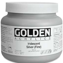 Golden Heavy Body Artist Acrylics - Iridescent Silver (Fine), 32 oz Jar