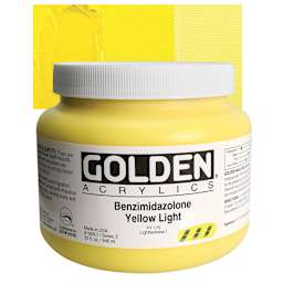 Golden Heavy Body Artist Acrylic - Benzimidazolone Yellow Light, 32 oz and swatch