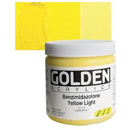 Golden Heavy Body Artist Acrylic - Benzimidazolone Yellow Light, 8 oz and swatch
