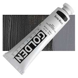 Golden Heavy Body Artist Acrylic - Bone Black, 2 oz Tube and swatch