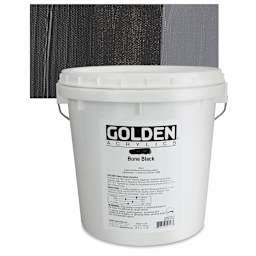 Golden Heavy Body Artist Acrylic - Bone Black, 128 oz jar and swatch