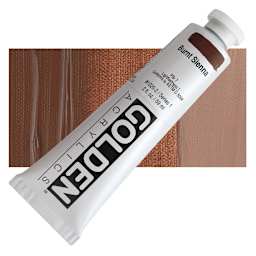 Golden Heavy Body Artist Acrylic - Burnt Sienna, 2 oz Tube and swatch