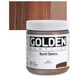 Golden Heavy Body Artist Acrylic - Burnt Sienna, 8 oz Jar and swatch