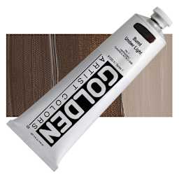 Golden Heavy Body Artist Acrylic - Burnt Umber Light, 5 oz tube and swatch