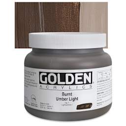 Golden Heavy Body Artist Acrylic - Burnt Umber Light, 32 oz Jar and swatch