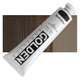 Golden Heavy Body Artist Acrylic - Burnt Umber, 2 oz Tube and swatch