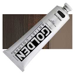 Golden Heavy Body Artist Acrylic - Burnt Umber, 5 oz Tube and swatch