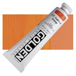 Golden Heavy Body Artist Acrylic - Cadmium Orange, 2 oz Tube and swatch